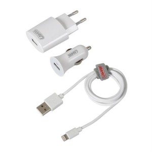 Lampa Καλώδιο Φορτισης / Συγχρονισμού USB για Apple 100cm 8pin με αντάπτορα USB αναπτήρα 12V/24V και αντάπτορα 220V